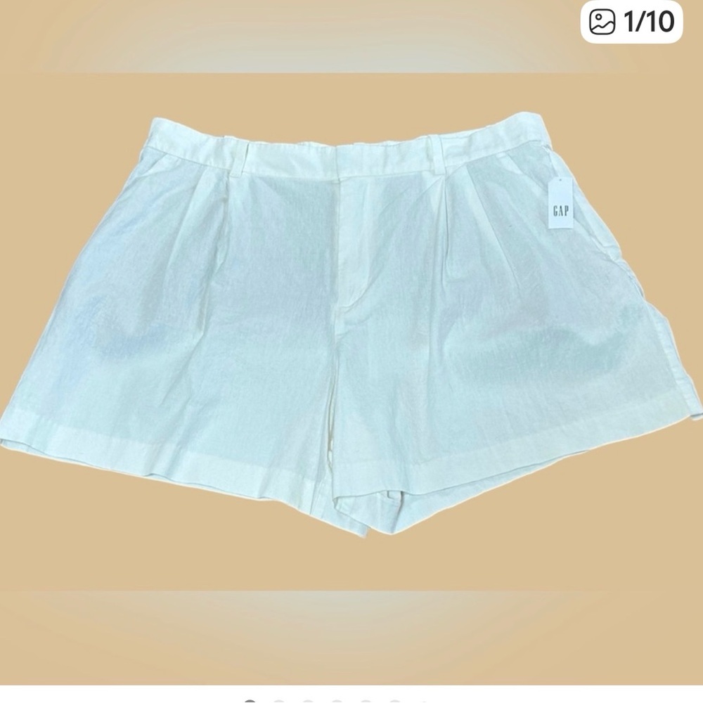 GAP 365 Linen Blend Shorts XL High Rise White Summer NWT - Picture 1 of 10